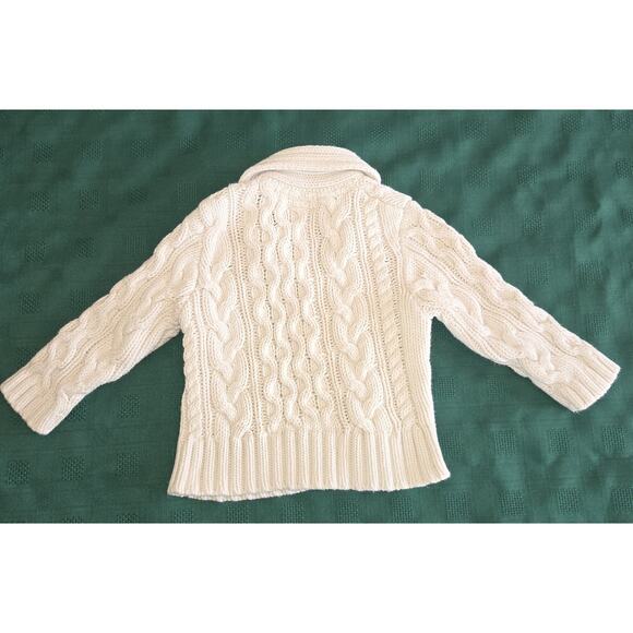 Banana Republic Baby Cableknit Sweater 6-12 Months Fisherman Cream Zip Up Mini - Picture 3 of 11